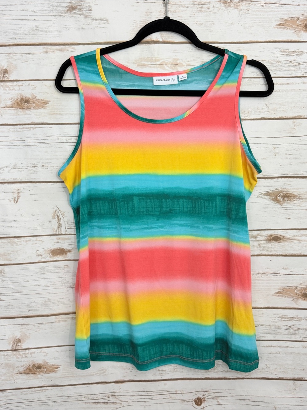 Susan Graver Multicolor Striped Sleeveless Tank Top S